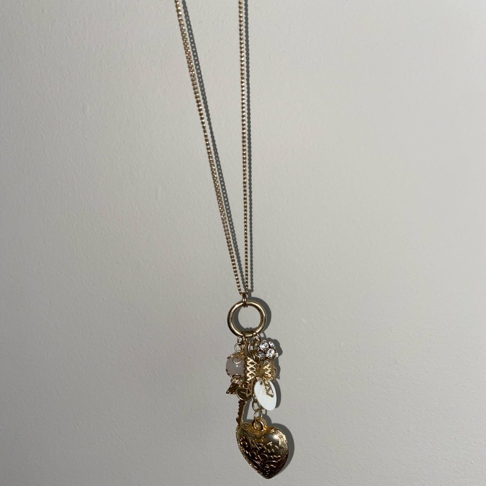 long multi charm necklace